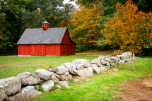 New England red barn in autumn
