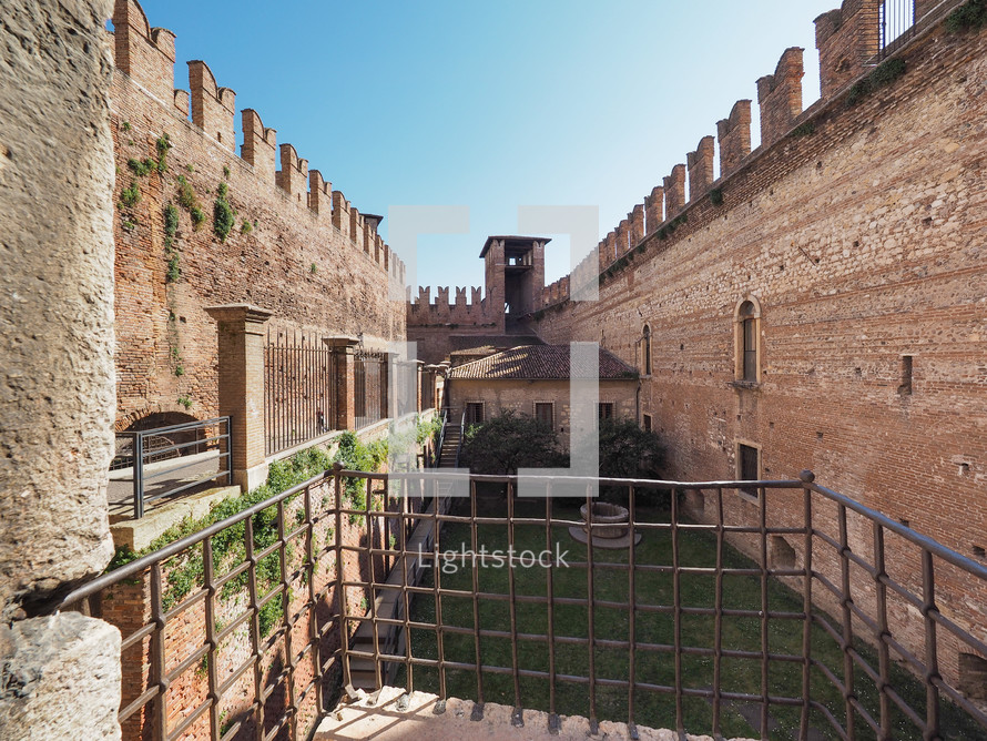 VERONA, ITALY - CIRCA MARCH 2019: Castelvecchio museum designed by architect Carlo Scarpa in Castelvecchio castle