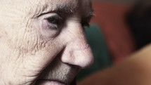 Close up of an elderly person.