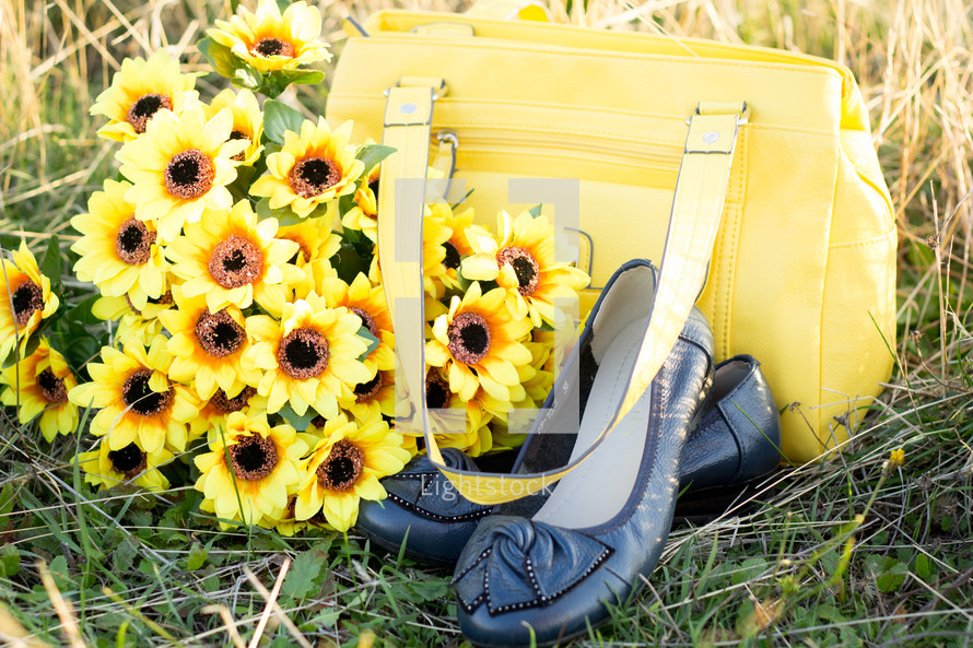 Shoes, Handbag and Flowers