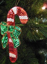 sequin candy cane ornament 