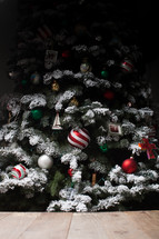 decorated flocked Christmas tree 