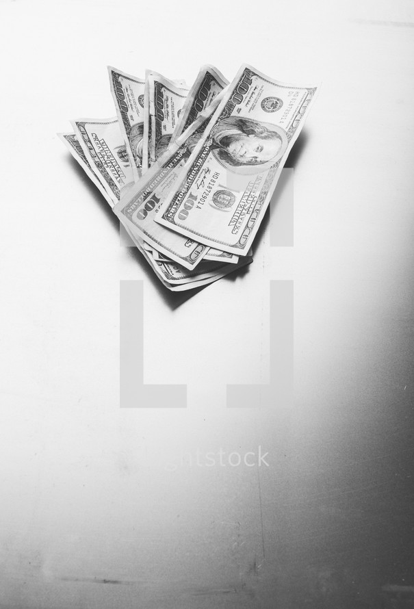 Stack of paper money,