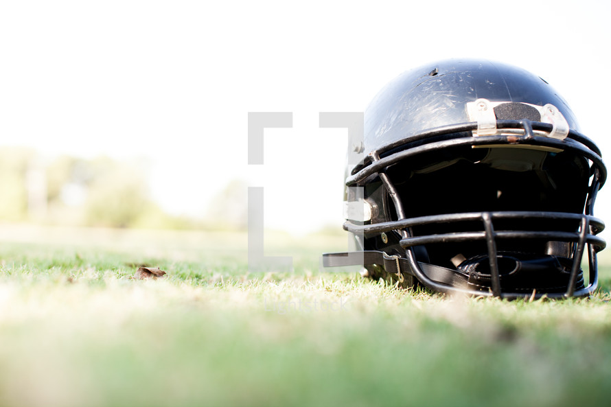 football helmet on the field 