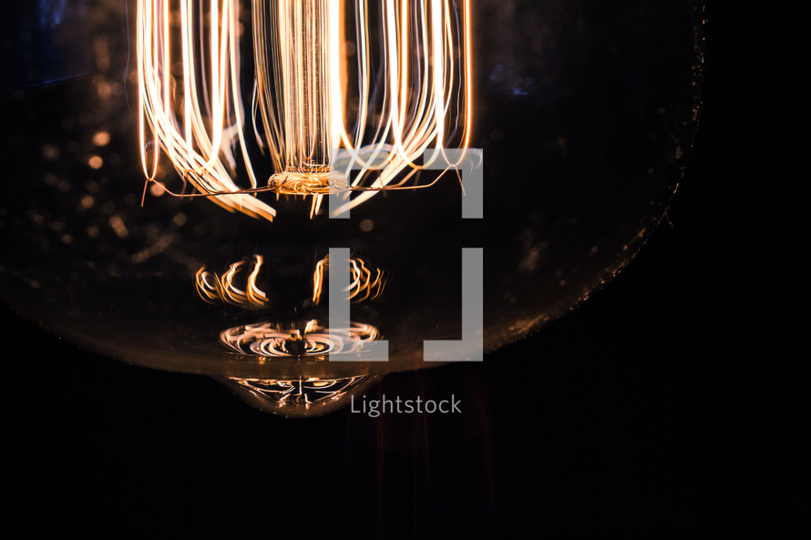 glowing elements in an Edison bulb