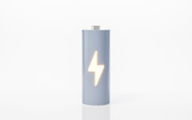 3D fast charge battery on white background, energy technology concept, 3d rendering.