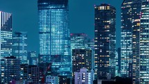 Timelapse of skyscrapers in Minato, Tokyo, Japan.