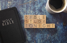 Bible study tonight - Bible on a blue grunge background 