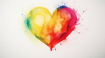 Watercolor heart artwork with colorful splatters. 