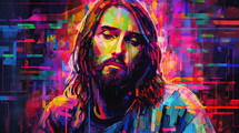 Abstract painting of Jesus