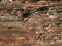 Ancient Roman brick wall useful as a background