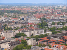 LEIPZIG, GERMANY - JUNE 14, 2014: Aerial view of the city