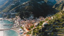 Amalfi coast aerial view at summer sunlight 