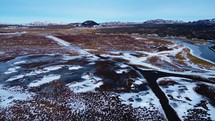 Big River In Iceland Landscape Aerial