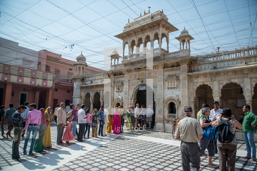 tourists visiting buildings in Bikaner, India 