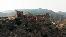 Ancient ruins of a medieval castle on top of the mountain. Amendolea Castle. 