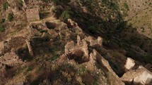 Ancient ruins of a medieval castle on top of the mountain. Amendolea Castle. 