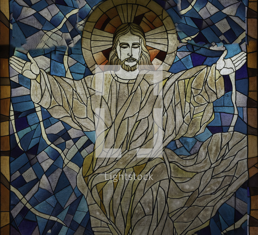stained glass window of Jesus 