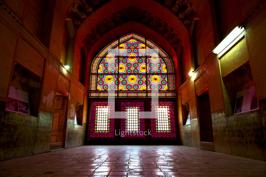 windows in a mosque in Iran 