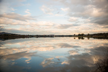 reflection of clouds on lake water in Canberra 