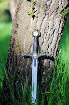 sword against a tree 