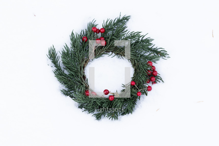 Christmas wreath against a white background 