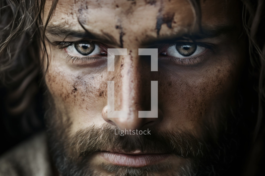 Jesus looking intensely 