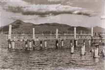 concrete pier in black and white 