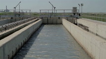 Sewage oxigen aeration on water treatment plant.
