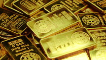 Gold bars piled up and rotated