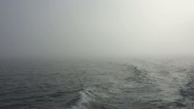 Waves and fog from the ferry in slowmotion.