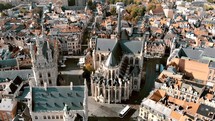 Saint Peter's Church, Leuven, Belgium. Aerial scenic cityscape view