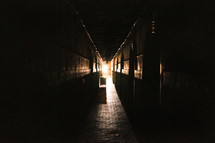 Corridor dark near rooms