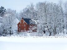 house in snow 