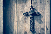 lock and cross on barn doors 