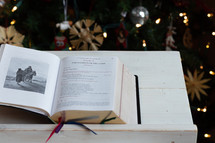 Bible opened to Christmas scripture 