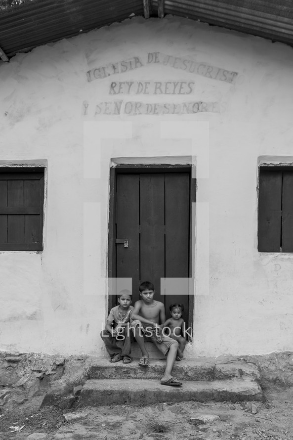 Children in Church Doorway 
