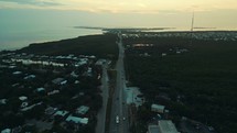 Aerial of Overseas Highway 1 at Sundown - Florida Keys