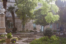 Catholic church garden in Jerusalem