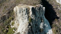 Top View of Top of Hierve el Agua natural travertine rock formations in San Lorenzo Albarradas, Oaxaca, Mexico