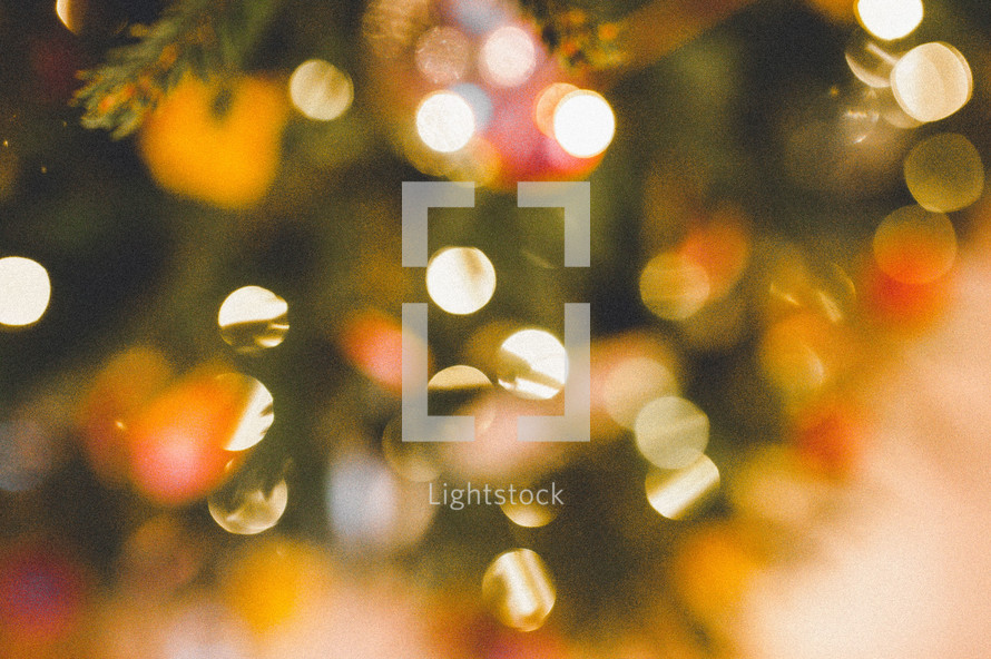 bokeh lights on a Christmas tree background 