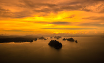 sunset over small islands