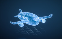 Plane with blue technology structure, 3d rendering.