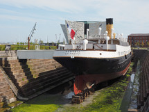 BELFAST, UK - CIRCA JUNE 2018: SS Nomadic tender ship of the White Star Line in Titanic Quarter