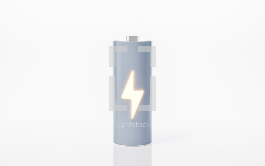 3D fast charge battery on white background, energy technology concept, 3d rendering.