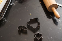 rolling pin and cookie cutters 