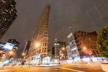 Flat Iron Building in New York City at night 