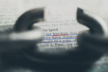 freedom and broken link in a chain  - Bible scripture 