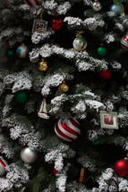decorated flocked Christmas tree 
