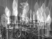 chandelier multiple exposure black and white 
